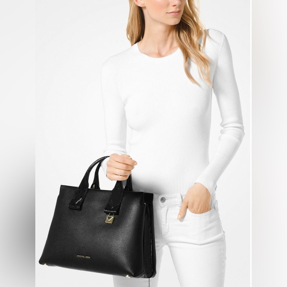 MICHAEL KORS Large Rollins Pebbled Leather Satchel - Picture 2 of 16